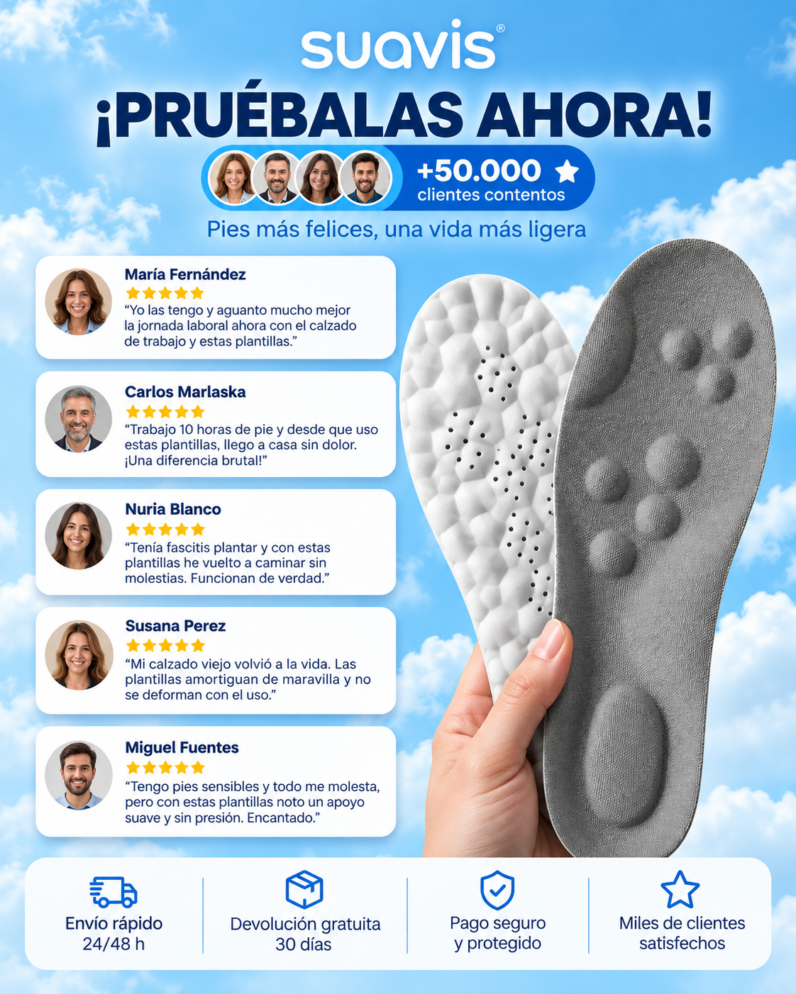 Plantillas Ortopédicas SUAVIS para Fascitis Plantar